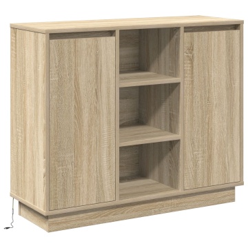 Comodă cu LED Stejar Sonoma 90x32x75 cm Lemn prelucrat - Img 2