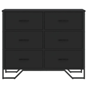 Comodă cu sertare, negru, 91x35,5x74,5 cm, lemn prelucrat - Img 4