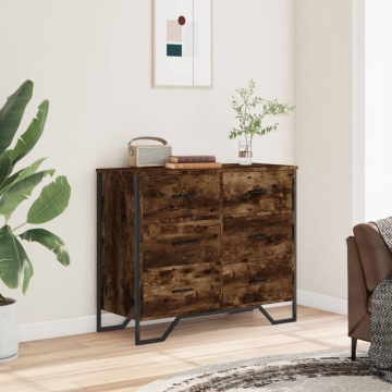 Comodă cu sertare stejar fumuriu 91x35,5x74,5 cm lemn prelucrat - Img 3