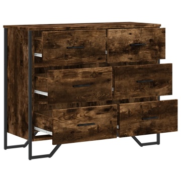 Comodă cu sertare stejar fumuriu 91x35,5x74,5 cm lemn prelucrat - Img 6