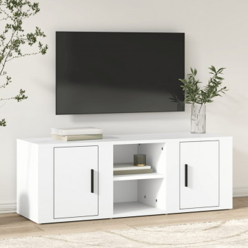 Comodă TV, alb, 100x31,5x35 cm, lemn prelucrat - Img 1