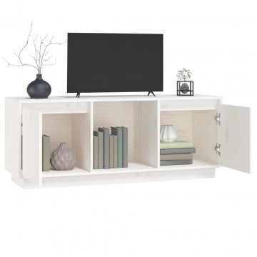 Comodă TV, alb, 110,5x35x44 cm, lemn masiv de pin - Img 4