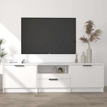 Comodă TV, alb, 140x35x40 cm, lemn prelucrat - Img 1