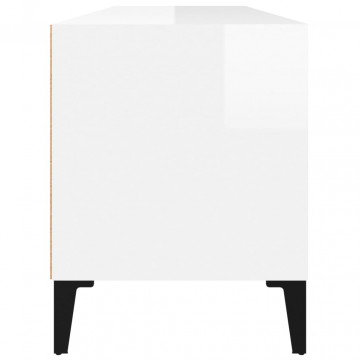 Comodă TV, alb extralucios, 100x34,5x44,5 cm, lemn prelucrat - Img 6
