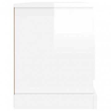 Comodă TV, alb extralucios, 100x35,5x45 cm, lemn prelucrat - Img 6
