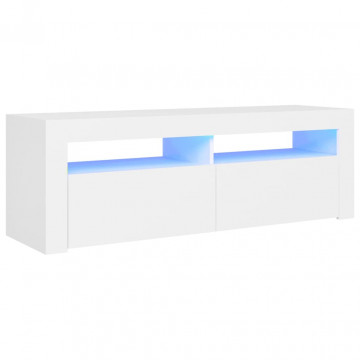 Comodă TV cu lumini LED, alb, 120x35x40 cm - Img 2