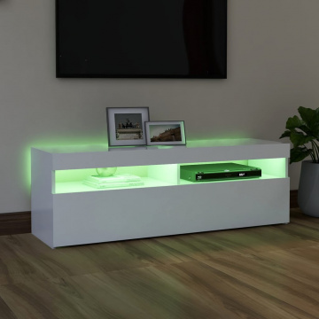 Comodă TV cu lumini LED, alb, 120x35x40 cm - Img 8