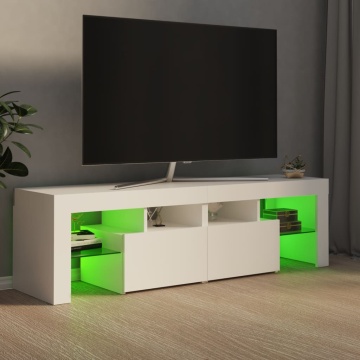 Comodă TV cu lumini LED, alb, 140x36,5x40 cm - Img 8