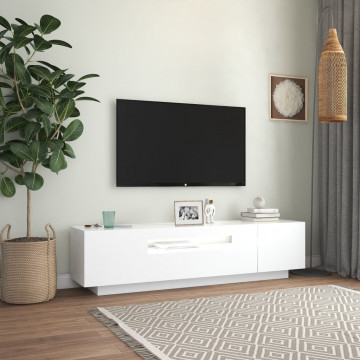Comodă TV cu lumini LED, alb, 160x35x40 cm - Img 4