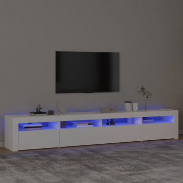 Comodă TV cu lumini LED, alb, 240x35x40 cm - Img 1