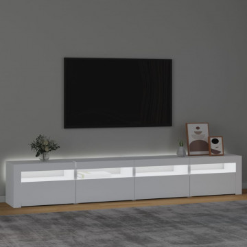 Comodă TV cu lumini LED, alb, 240x35x40 cm - Img 3