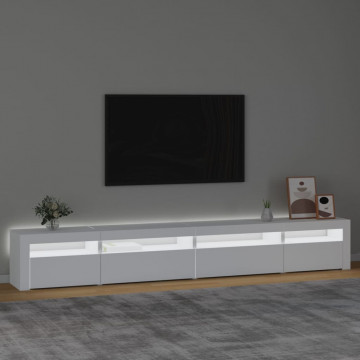 Comodă TV cu lumini LED, alb, 270x35x40 cm - Img 3