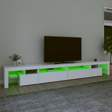 Comodă TV cu lumini LED, alb, 290x36,5x40 cm - Img 4