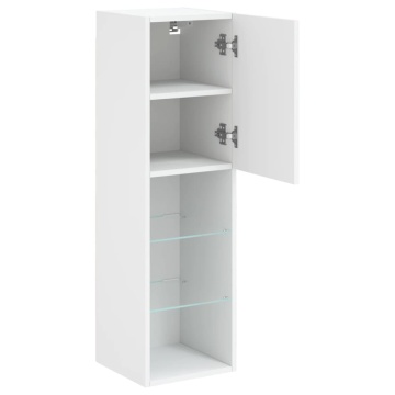 Comodă TV cu lumini LED, alb, 30,5x30x102 cm - Img 7