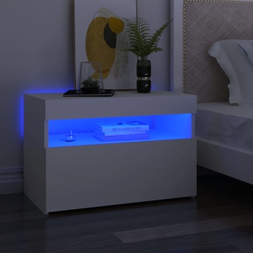 Comodă TV cu lumini LED, alb, 60x35x40 cm - Img 6