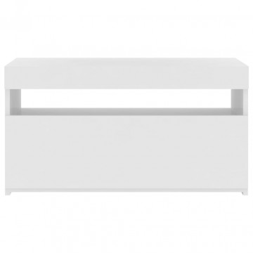 Comodă TV cu lumini LED, alb, 75x35x40 cm - Img 8