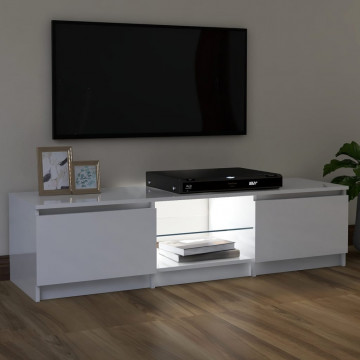 Comodă TV cu lumini LED, alb extralucios, 120x30x35,5 cm - Img 8