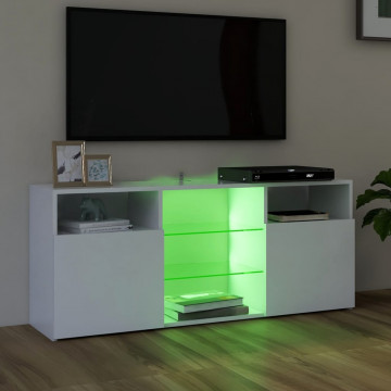 Comodă TV cu lumini LED, alb extralucios, 120x30x50 cm - Img 4