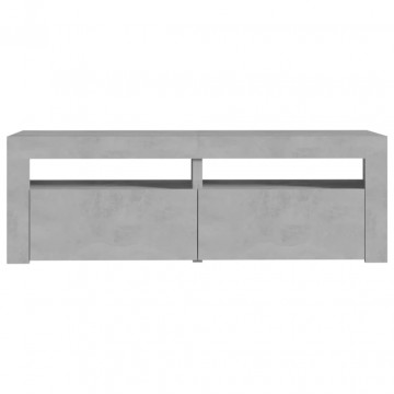 Comodă TV cu lumini LED, gri beton, 120x35x40 cm - Img 7