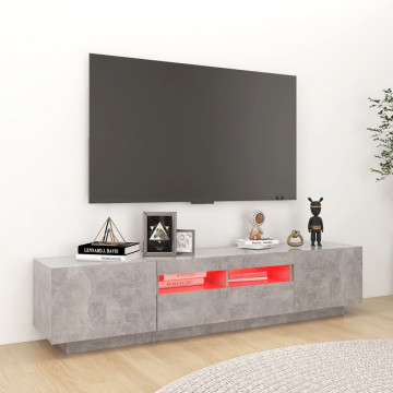 Comodă TV cu lumini LED, gri beton, 180x35x40 cm - Img 4