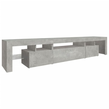 Comodă TV cu lumini LED, gri beton, 215x36,5x40cm - Img 6