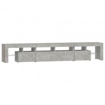 Comodă TV cu lumini LED, gri beton, 230x36,5x40cm - Img 6