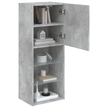 Comodă TV cu lumini LED, gri beton, 40,5x30x102 cm - Img 5