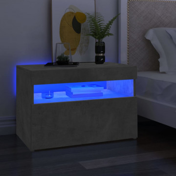 Comodă TV cu lumini LED, gri beton, 60x35x40 cm - Img 6