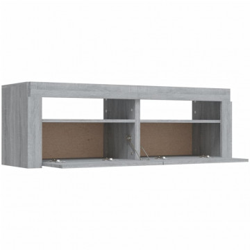 Comodă TV cu lumini LED, gri sonoma, 120x35x40 cm - Img 4