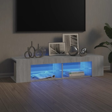 Comodă TV cu lumini LED, gri sonoma, 135x39x30 cm - Img 1