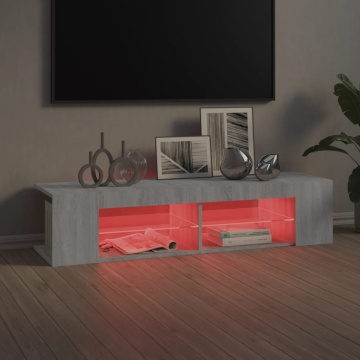 Comodă TV cu lumini LED, gri sonoma, 135x39x30 cm - Img 6
