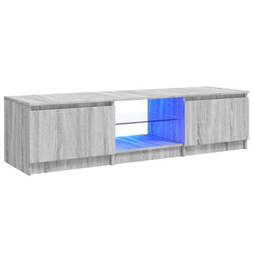 Comodă TV cu lumini LED, gri sonoma, 140x40x35,5 cm - Img 2