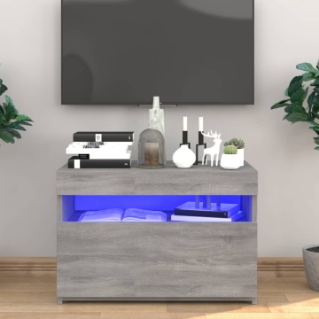 Comodă TV cu lumini LED, gri sonoma, 60x35x40 cm - Img 3