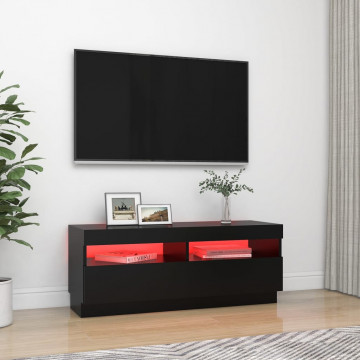 Comodă TV cu lumini LED, negru, 100x35x40 cm - Img 3