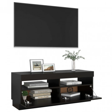 Comodă TV cu lumini LED, negru, 100x35x40 cm - Img 6