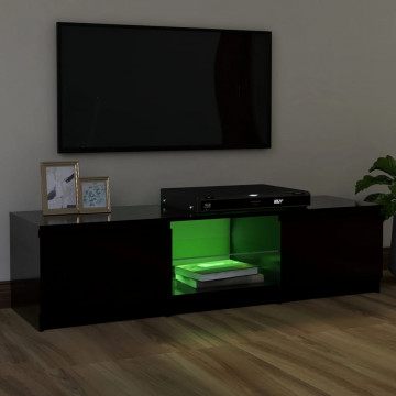 Comodă TV cu lumini LED, negru, 120x30x35,5 cm - Img 4