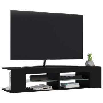 Comodă TV cu lumini LED, negru, 135x39x30 cm - Img 5