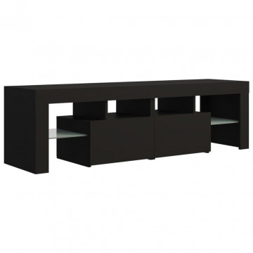 Comodă TV cu lumini LED, negru, 140x36,5x40 cm - Img 3