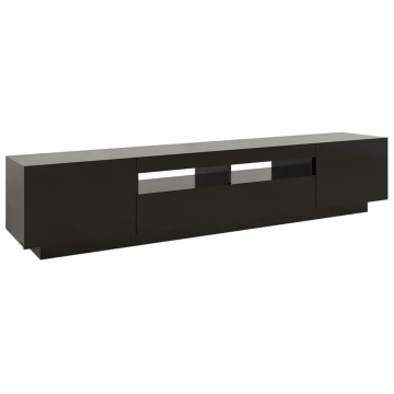 Comodă TV cu lumini LED, negru, 200x35x40 cm - Img 6