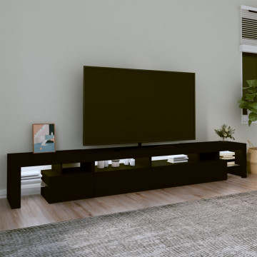 Comodă TV cu lumini LED, negru, 260x36,5x40cm - Img 3