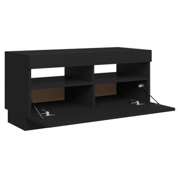 Comodă TV cu lumini LED, negru, 80x35x40 cm - Img 7