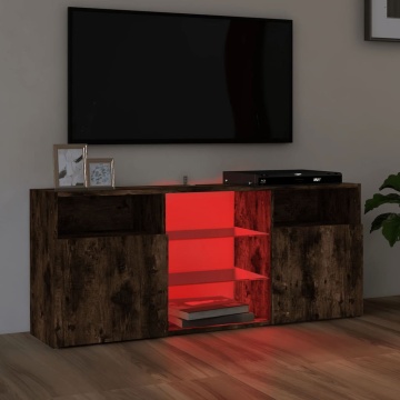 Comodă TV cu lumini LED, stejar fumuriu, 120x30x50 cm - Img 3