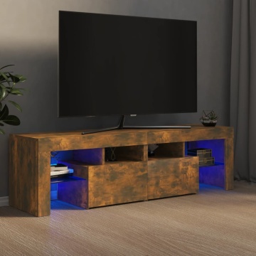 Comodă TV cu lumini LED, stejar fumuriu 140x36,5x40 cm - Img 1