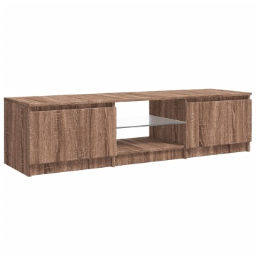 Comodă TV cu lumini LED, stejar maro, 140x40x35,5 cm - Img 6