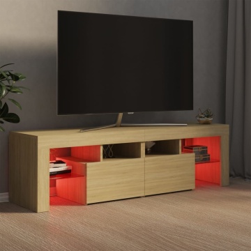 Comodă TV cu lumini LED, stejar sonoma, 140x36,5x40 cm - Img 5