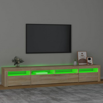 Comodă TV cu lumini LED, stejar sonoma, 240x35x40cm - Img 4