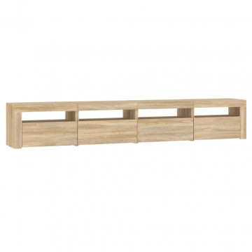 Comodă TV cu lumini LED, stejar sonoma, 240x35x40cm - Img 6
