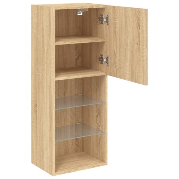 Comodă TV cu lumini LED, stejar sonoma, 40,5x30x102 cm - Img 7
