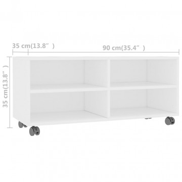 Comodă TV cu rotile, alb, 90x35x35, PAL - Img 5