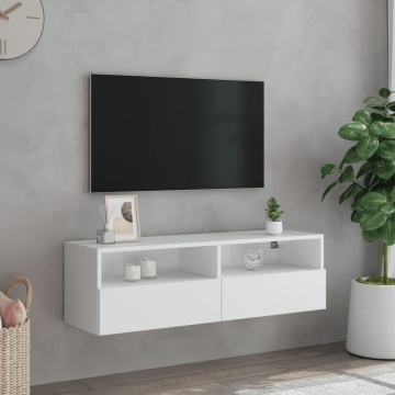Comodă TV de perete, alb, 100x30x30 cm, lemn prelucrat - Img 3